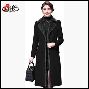 Wool Peacoat Long Double Breasted Notch Collar Trench Coat